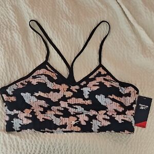 Reebok Women's Black and Pink Sports Bra